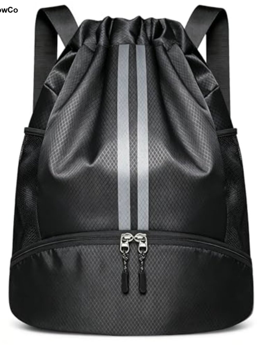 Drawstring Backpack Gym Bag with Shoe Compartment Polyester Sports Travel